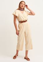 Bayan Açık Krem Kruvaze Culotte Tulum