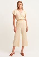 Bayan Açık Krem Kruvaze Culotte Tulum