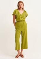 Bayan Yeşil Kruvaze Culotte Tulum