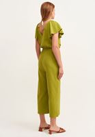Bayan Yeşil Kruvaze Culotte Tulum