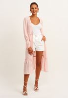 Bağcık Detaylı Uzun Kimono Ve Bantlı Topuklu Ayakkabı Kombini