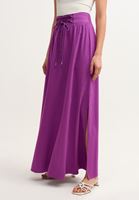 Bayan Mor Lace-Up Detaylı Yırtmaçlı Etek