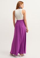 Bayan Mor Lace-Up Detaylı Yırtmaçlı Etek