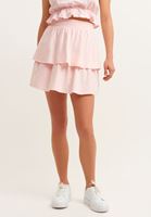 Bayan Pembe Volanlı Mini Etek