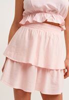 Bayan Pembe Volanlı Mini Etek