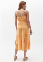 Bayan Sarı İnce Askılı Midi Elbise