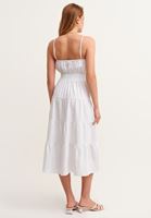 Bayan Beyaz İnce Askılı Midi Elbise