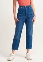 Women Blue Mom-Fit Jean Trousers