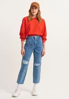 Women Blue Mom-Fit Jean Trousers