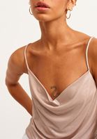 Bayan Bej Cowl-Neck Sırt Detaylı Crop Tank