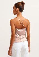 Bayan Bej Cowl-Neck Sırt Detaylı Crop Tank