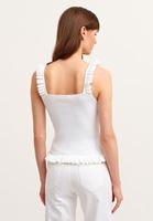 Bayan Beyaz Fırfır Detaylı Triko Atlet