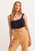 Bayan Siyah Yumuşak Dokulu Askılı Atlet