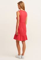 Bayan Pembe Fırfırlı V Yaka Kısa Elbise