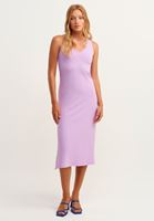 Bayan Mor Sırt Detaylı Midi Elbise