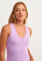 Bayan Mor Sırt Detaylı Midi Elbise