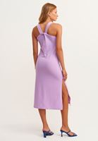 Bayan Mor Sırt Detaylı Midi Elbise