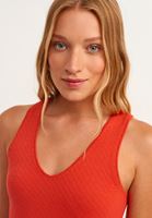 Bayan Kiremit Sırt Detaylı Midi Elbise