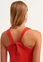 Bayan Kiremit Sırt Detaylı Midi Elbise