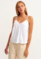 Women White Embroidered Romantic Blouse