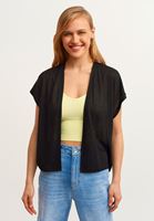 Bayan Siyah Loose-Fit Kısa Kollu Hırka