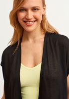 Bayan Siyah Loose-Fit Kısa Kollu Hırka