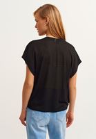 Bayan Siyah Loose-Fit Kısa Kollu Hırka