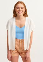 Bayan Krem Loose-Fit Kısa Kollu Hırka