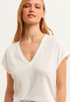 Bayan Krem V-Neck Oversize Tişört