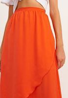 Bayan Kırmızı Asimetrik Kesim Etek