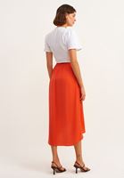 Bayan Kırmızı Asimetrik Kesim Etek