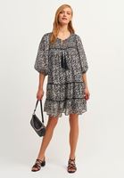 Bayan Çok Renkli Floral Desenli Mini Elbise