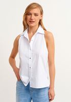 Bayan Beyaz Halter Yaka Poplin Gömlek