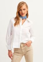 Bayan Beyaz Pamuklu Crop Poplin Gömlek