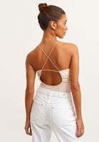 Bayan Bej Cut-Out ve Sırt Detaylı Bodysuit