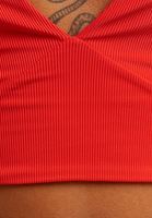 Bayan Kırmızı Dantel Detaylı Crop Top