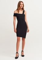 Bayan Siyah Yaka Detaylı Elbise