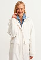 Bayan Krem Kapüşonlu Uzun Ceket