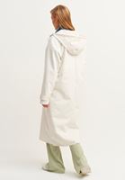 Bayan Krem Kapüşonlu Uzun Ceket