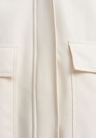 Bayan Krem Kapüşonlu Uzun Ceket