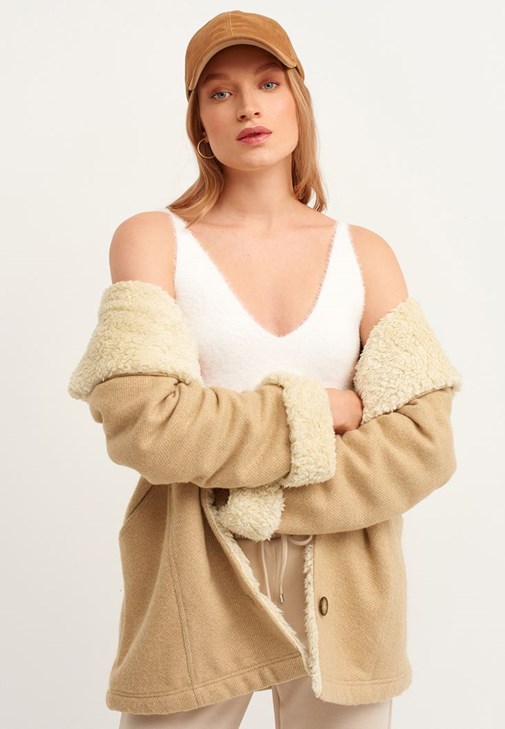 Midi Boy Etek ve Deri Blazer Ceket Kombini