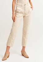 Bayan Bej Ultra Yüksek Bel Mom Jean Pantolon