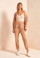Bayan Krem Yumuşak Dokulu Baggy Pantolon ( TENCEL™ )