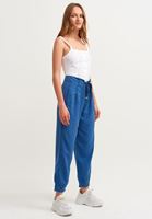 Bayan Lacivert Pile Detaylı Slouchy Pantolon( TENCEL™)