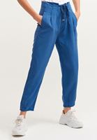 Bayan Lacivert Pile Detaylı Slouchy Pantolon( TENCEL™)