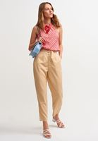 Bayan Bej Ultra Yüksek Carrot-Fit Pantolon ( TENCEL™ )