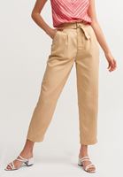 Bayan Bej Ultra Yüksek Carrot-Fit Pantolon ( TENCEL™ )