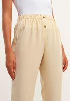 Bayan Bej Bel Detaylı Tencel Pantolon