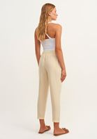 Bayan Bej Bel Detaylı Tencel Pantolon