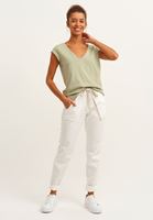 Bayan Krem Beli Lastikli Carrot-Fit Pantolon ( TENCEL™ )